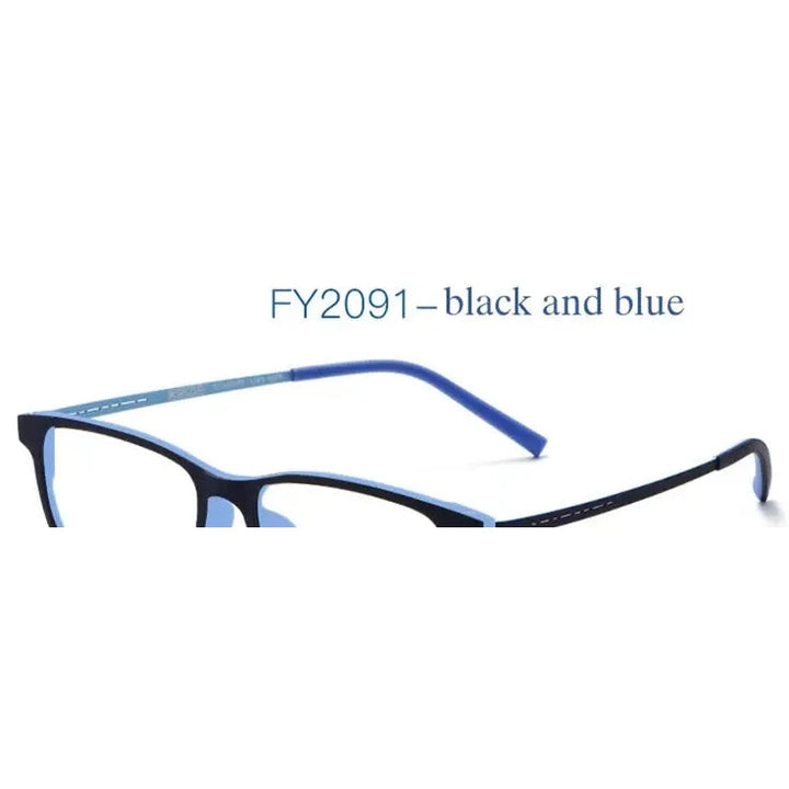 Handoer Unisex Full Rim Square Tr 90 Titanium 2 Size Reading Glasses 29198 - 2091 Black Blue / +250