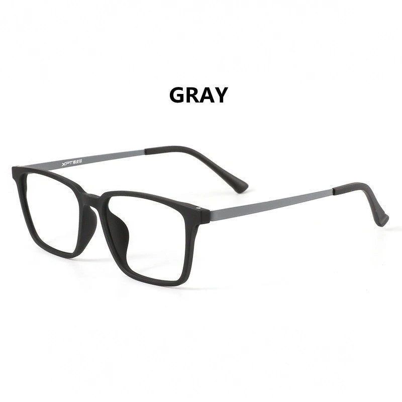 Handoer Unisex Full Rim Square Tr 90 Titanium Hyperopic +350 to +600 Photochromic Reading Glasses 9822-1 - +350 / BLACK GRAY