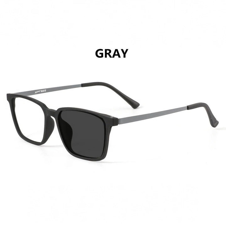 Handoer Unisex Full Rim Square Tr 90 Titanium Hyperopic +350 to +600 Photochromic Reading Glasses 9822-1 - +350 / BLACK GRAY PHOTO
