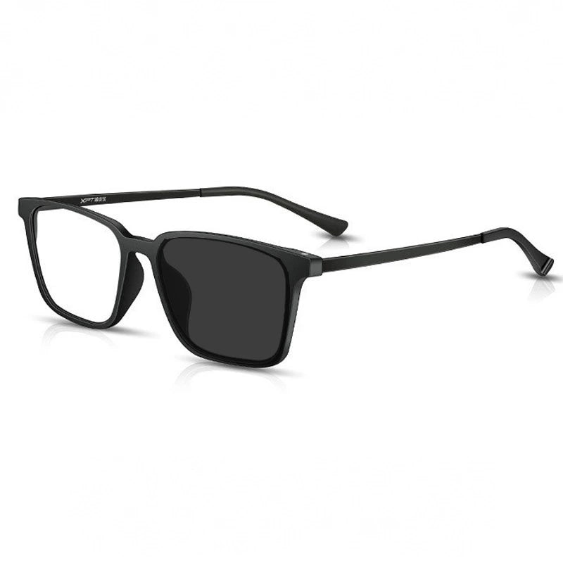 Handoer Unisex Full Rim Square Tr 90 Titanium Hyperopic +350 to +600 Photochromic Reading Glasses 9822-1 - +350 / BLACK PHOTO