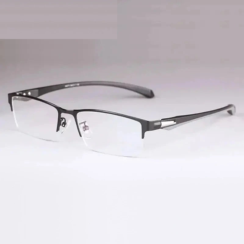 Handoer Unisex Full Semi Rim Square Tr 90 Alloy Eyeglasses 561718 - BlackSemiRim