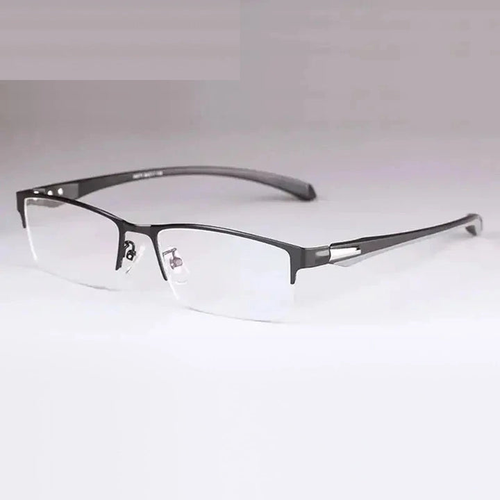 Handoer Unisex Full Semi Rim Square Tr 90 Alloy Eyeglasses 561718 - BlackSemiRim