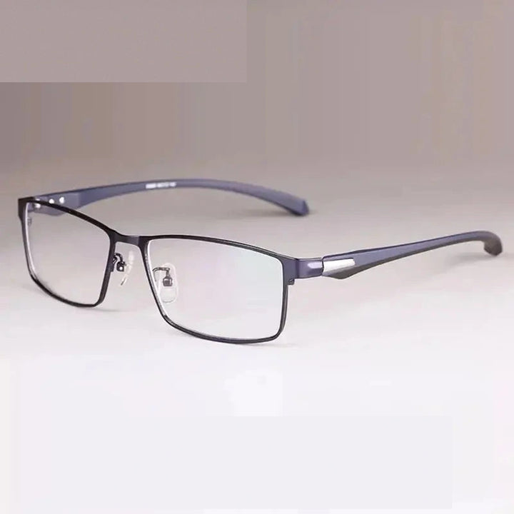 Handoer Unisex Full Semi Rim Square Tr 90 Alloy Eyeglasses 561718 - BlueFullRim