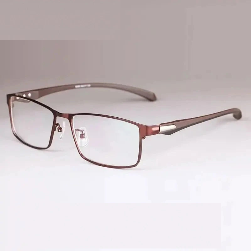 Handoer Unisex Full Semi Rim Square Tr 90 Alloy Eyeglasses 561718 - CoffeeFullRim