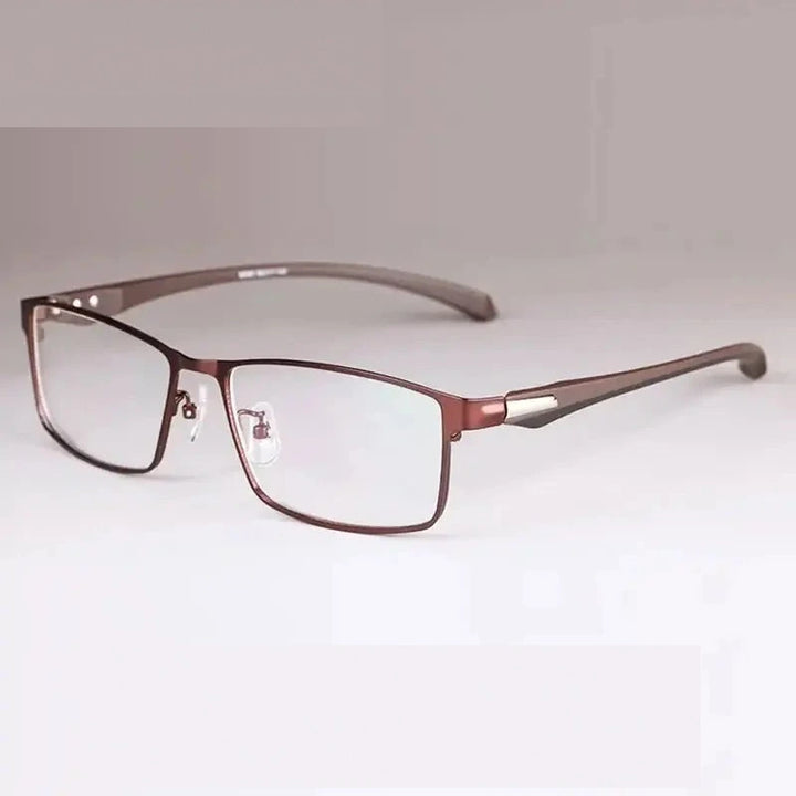 Handoer Unisex Full Semi Rim Square Tr 90 Alloy Eyeglasses 561718 - CoffeeFullRim