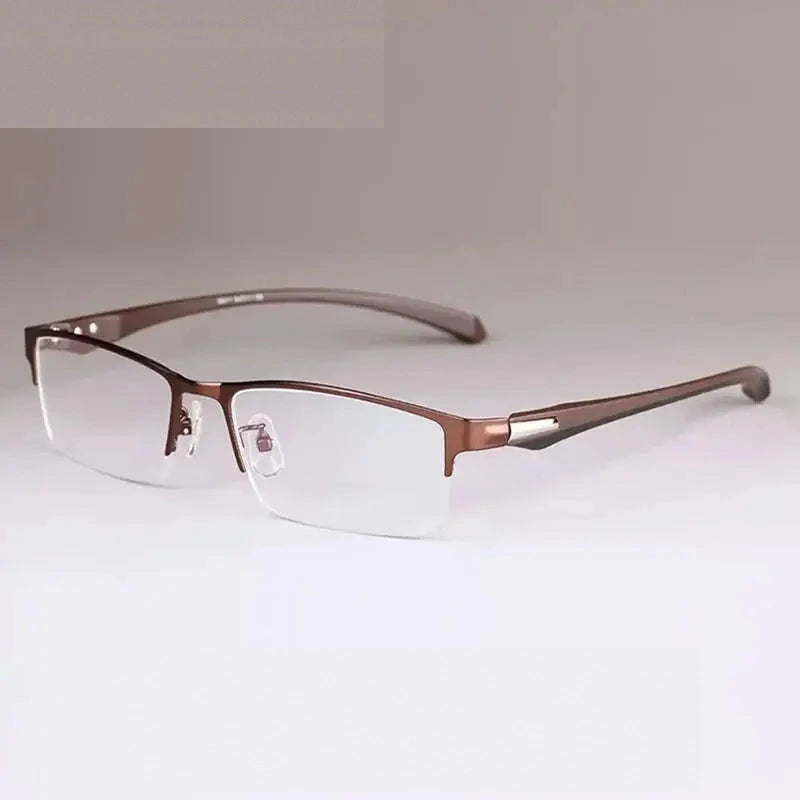 Handoer Unisex Full Semi Rim Square Tr 90 Alloy Eyeglasses 561718 - CoffeeSemiRim