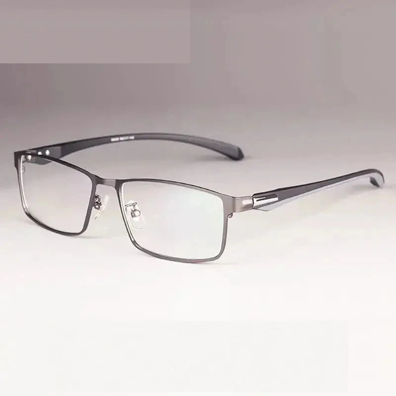 Handoer Unisex Full Semi Rim Square Tr 90 Alloy Eyeglasses 561718 - GrayFullRim