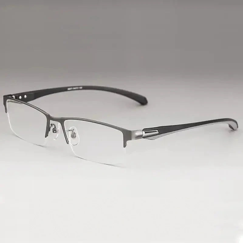 Handoer Unisex Full Semi Rim Square Tr 90 Alloy Eyeglasses 561718 - GraySemiRim