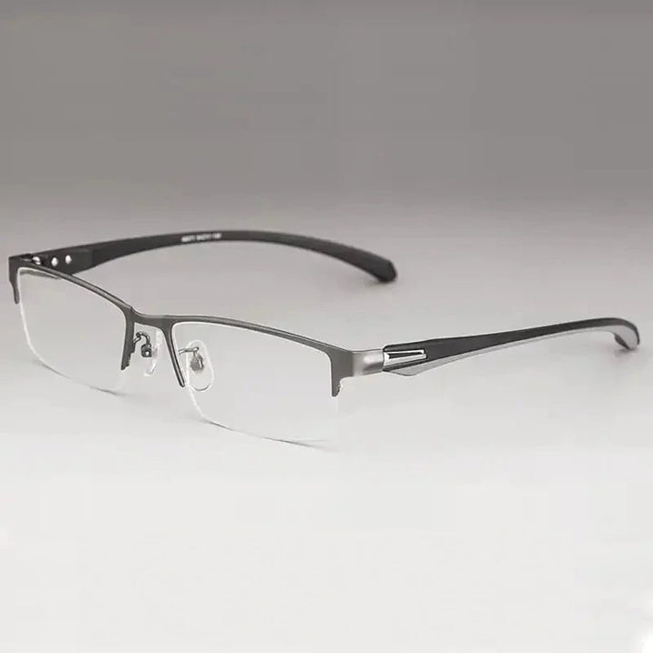 Handoer Unisex Full Semi Rim Square Tr 90 Alloy Eyeglasses 561718 - GraySemiRim