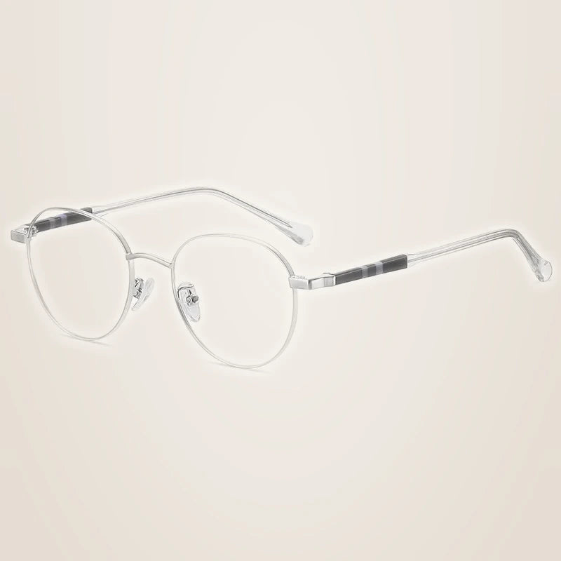Handoer Women's Full Rim Flat Top Oval Alloy Eyeglasses 41922 - Silver