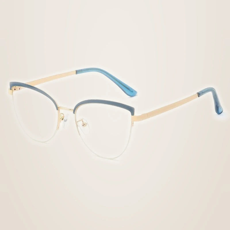 Handoer Women's Full Rim Oval Cat Eye Alloy Eyeglasses 95679 - Blue