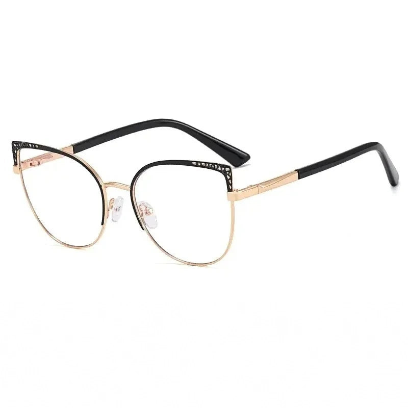Handoer Women's Full Rim Oval Cat Eye Alloy Eyeglasses 82053 - C1
