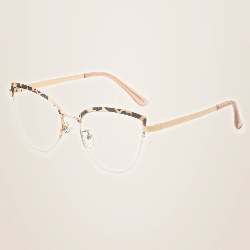 Handoer Women's Full Rim Oval Cat Eye Alloy Eyeglasses 95679 - Leopard