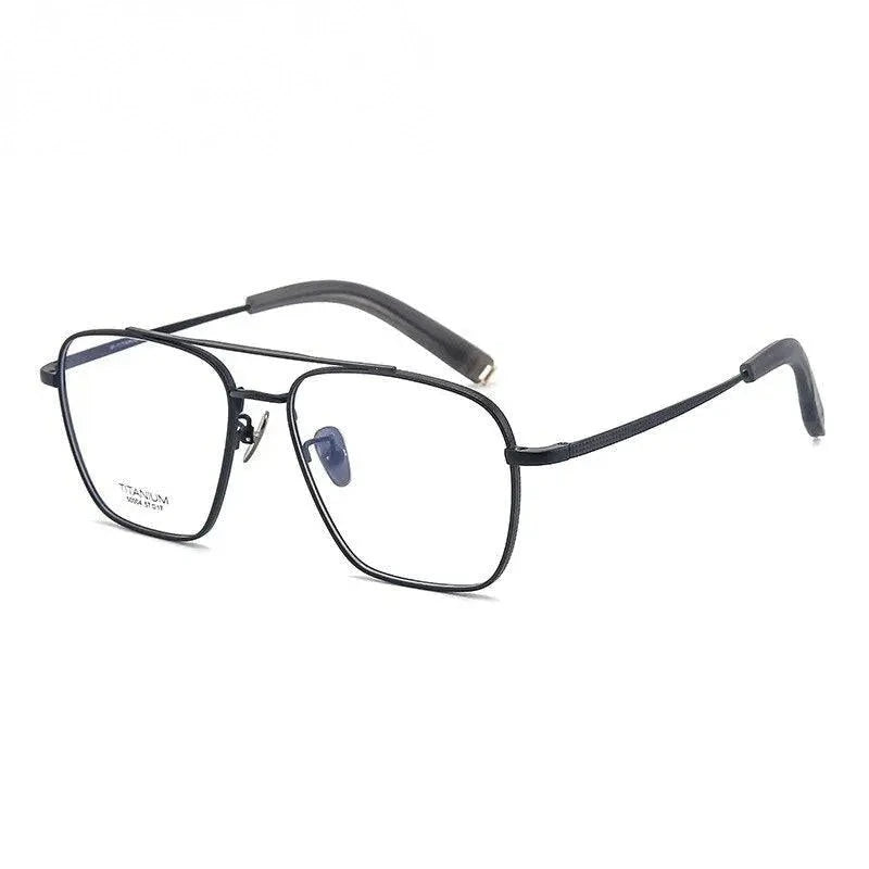 Hdcrafter Men's Full Rim Big Square Double Bridge Titanium Eyeglasses 500041 - Black