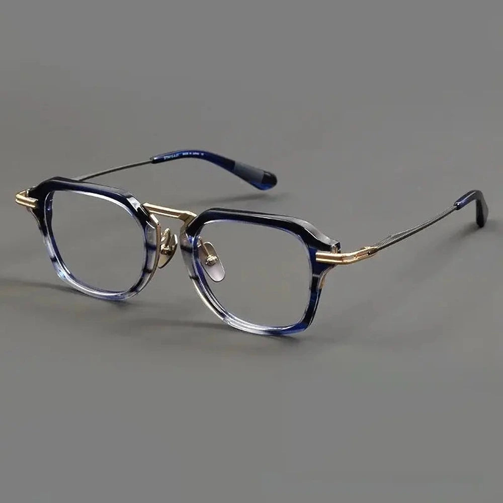 Hdcrafter Men's Full Rim Oval Acetate Titanium Frames 413000 - Tortoiseshell