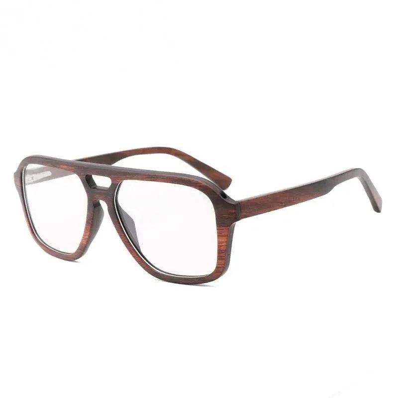 Hdcrafter Men's Full Rim Oval Double Bridge Wood Eyeglasses 5623 - Ebony frame