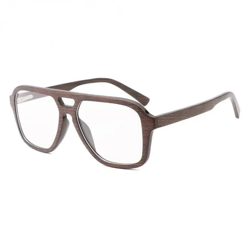 Hdcrafter Men's Full Rim Oval Double Bridge Wood Eyeglasses 5623 - Walunt frame