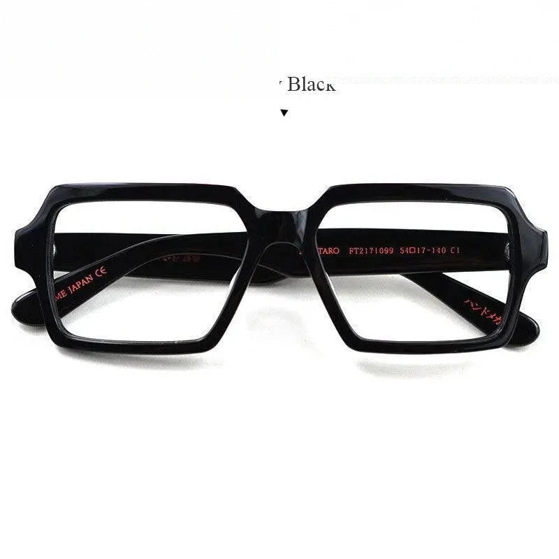 Hdcrafter Men's Full Rim Oversized Square Acetate Frame Eyeglasses Ft2171099 - Glossy Black