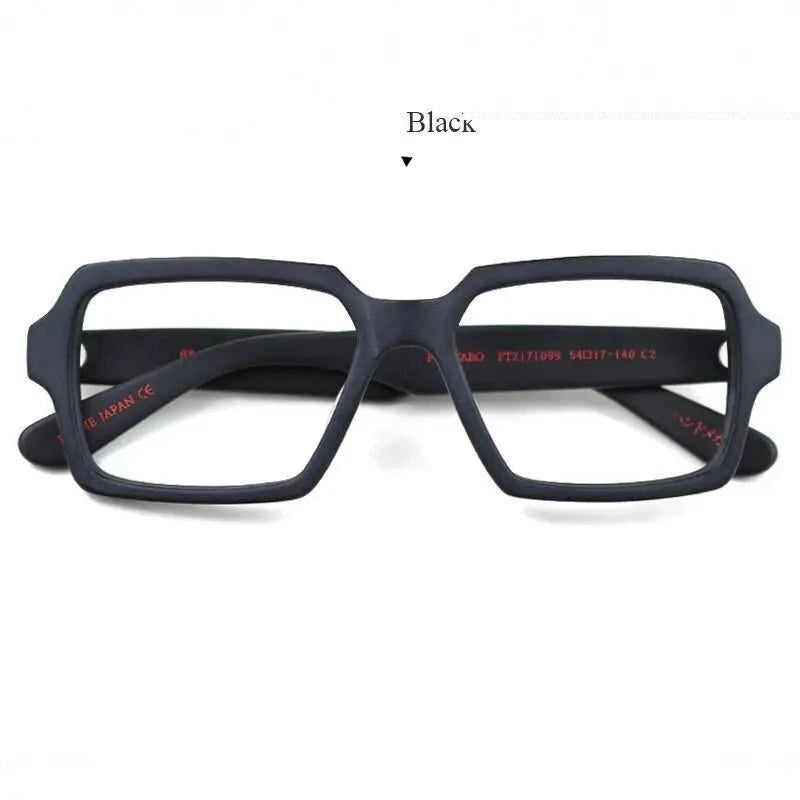Hdcrafter Men's Full Rim Oversized Square Acetate Frame Eyeglasses Ft2171099 - Matte Black