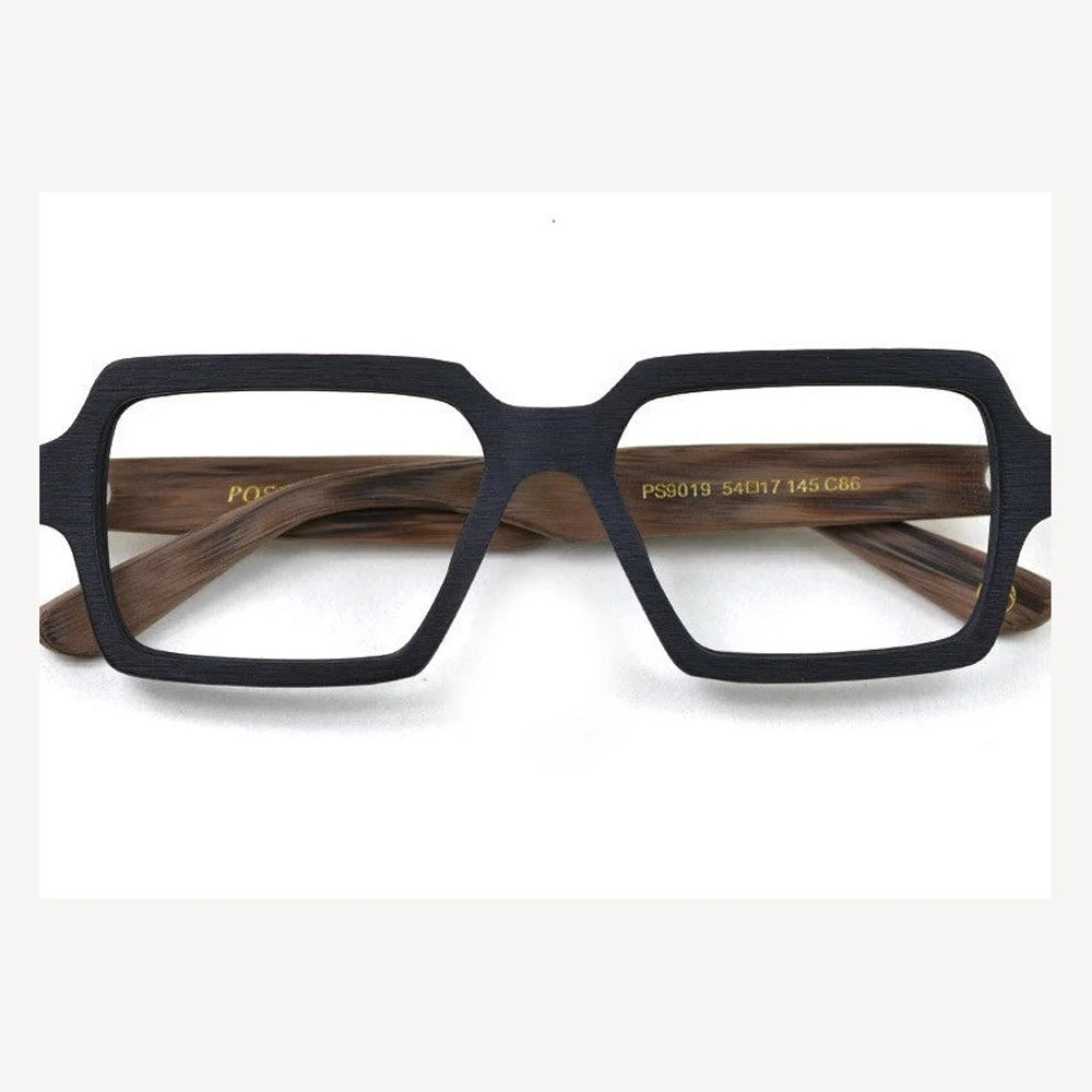 Hdcrafter Men's Full Rim Polygon Acetate Frames 901900 - Black-Brown