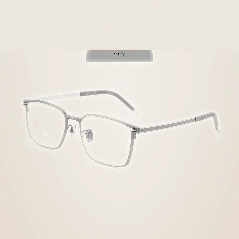 Hdcrafter Men's Full Rim Rectangle Titanium Frames 105600 - GRAY