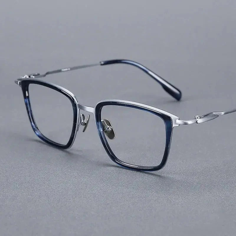 Hdcrafter Men's Full Rim Square Titanium Acetate Frames 005500 - Blue