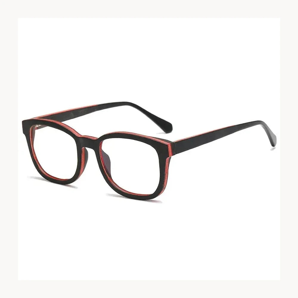 Hdcrafter Men's Full Rim Square Wood Spring Hinge Eyeglasses 5636 - STRIPE