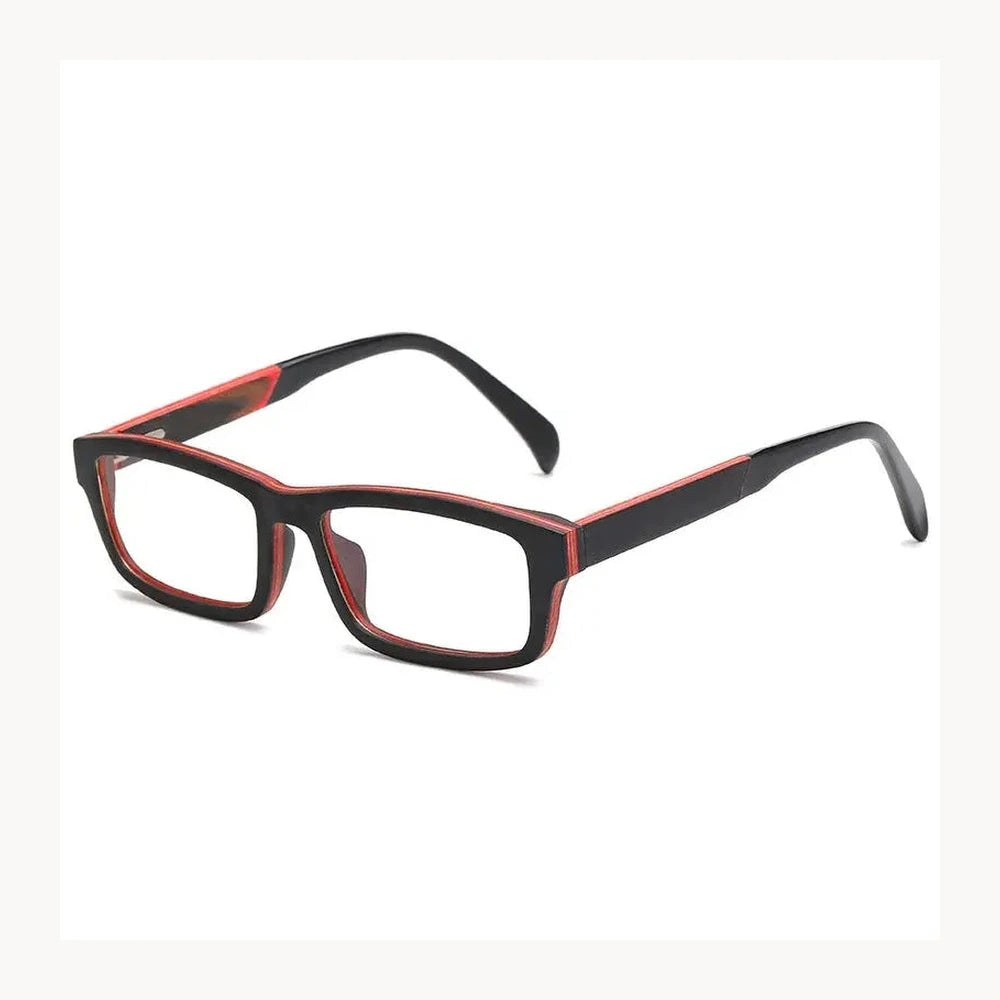 Hdcrafter Men's Full Rim Square Wood Spring Hinge Eyeglasses 5636 - Tea