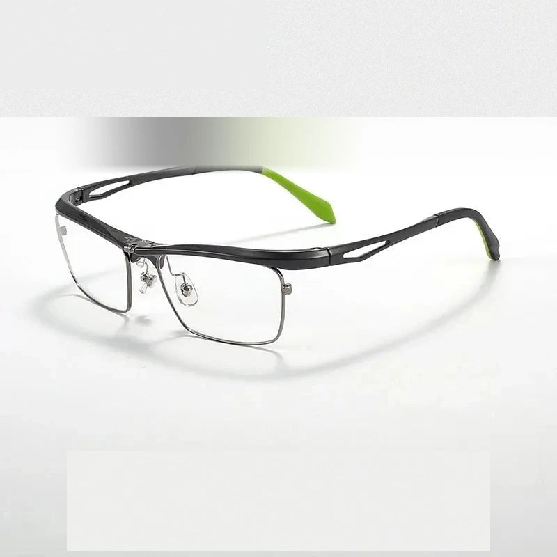 Hdcrafter Men's Rimless Double Bridge Square Alloy Frames 990500 - Black-Green