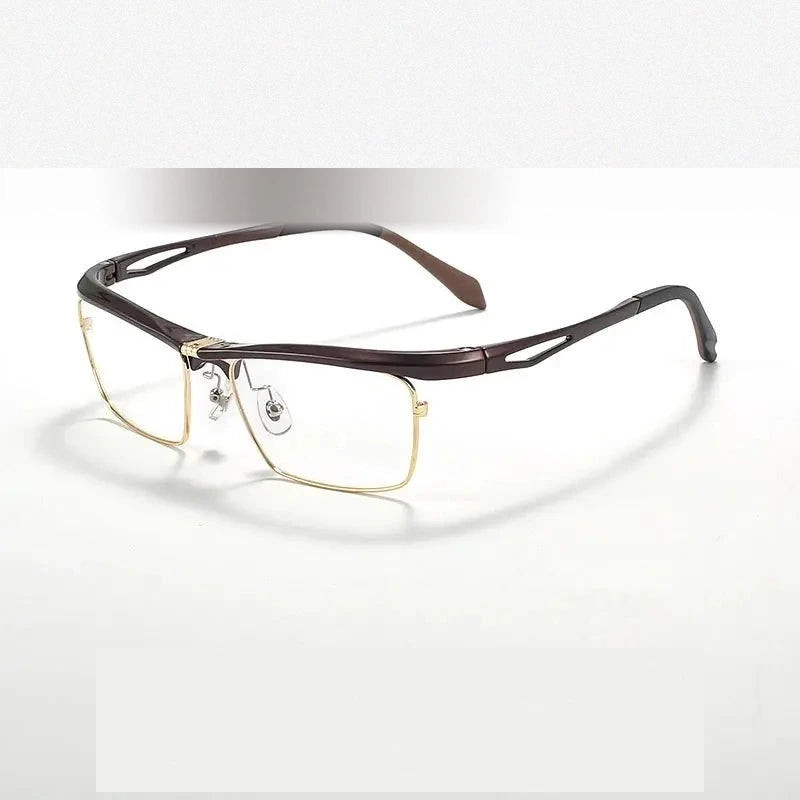 Hdcrafter Men's Rimless Double Bridge Square Alloy Frames 990500 - Coffee-Gold