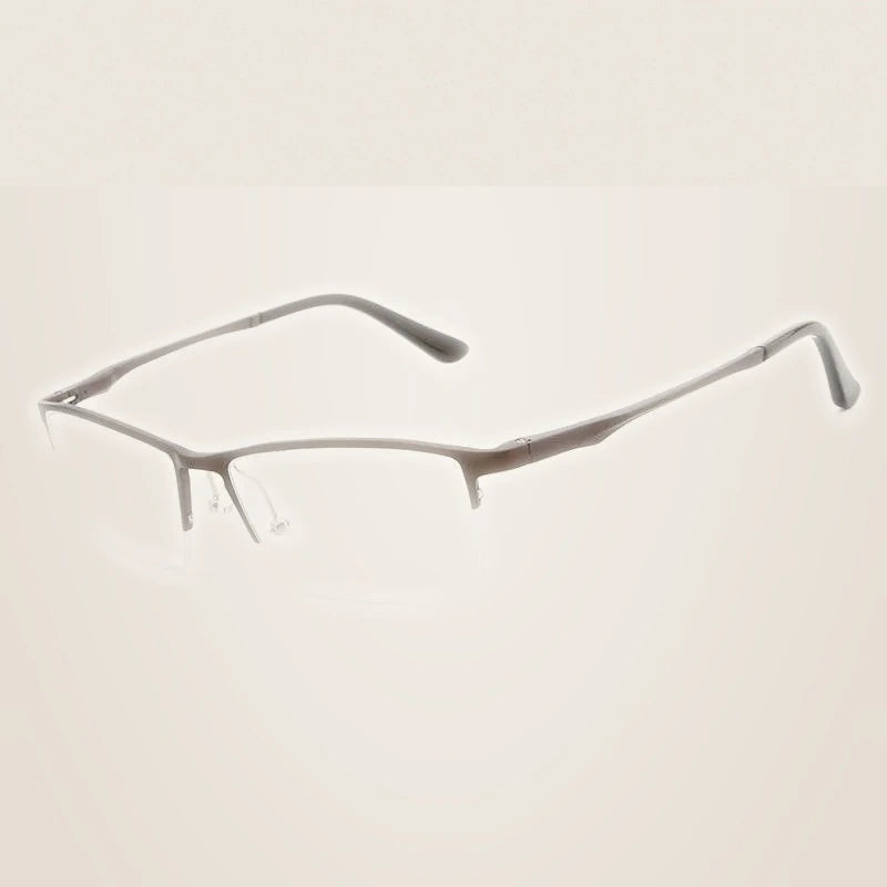 Hdcrafter Men's Semi Rim Rectangular Alloy Frame Eyeglasses Lp6263 - Brown