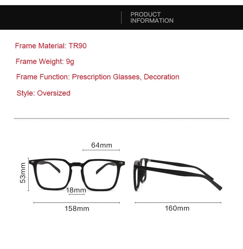 Hdcrafter Eyeglasses 999900 Size Guide (158-64-18-160 mm)