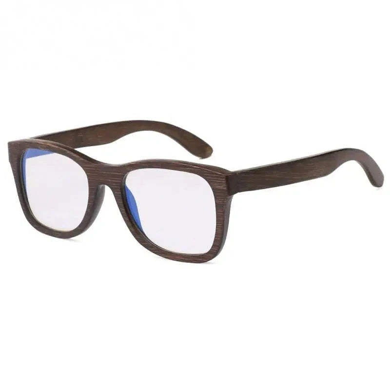 Hdcrafter Men's Full Rim Square Wood Eyeglasses 5677 - Wood Black