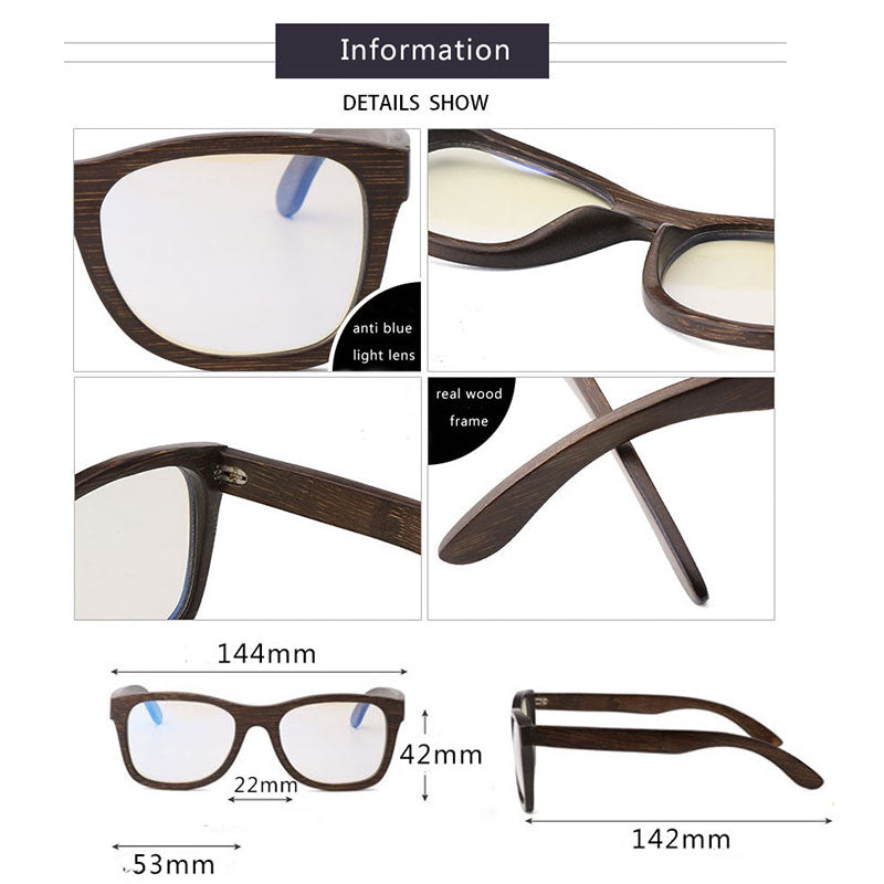 Hdcrafter Men's Full Rim Square Wood Eyeglasses 5677 - Size Chart
