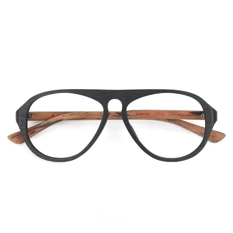 Hdcrafter Unisex Full Rim Acetate Prescription Eyeglasses 8568 - wood-black