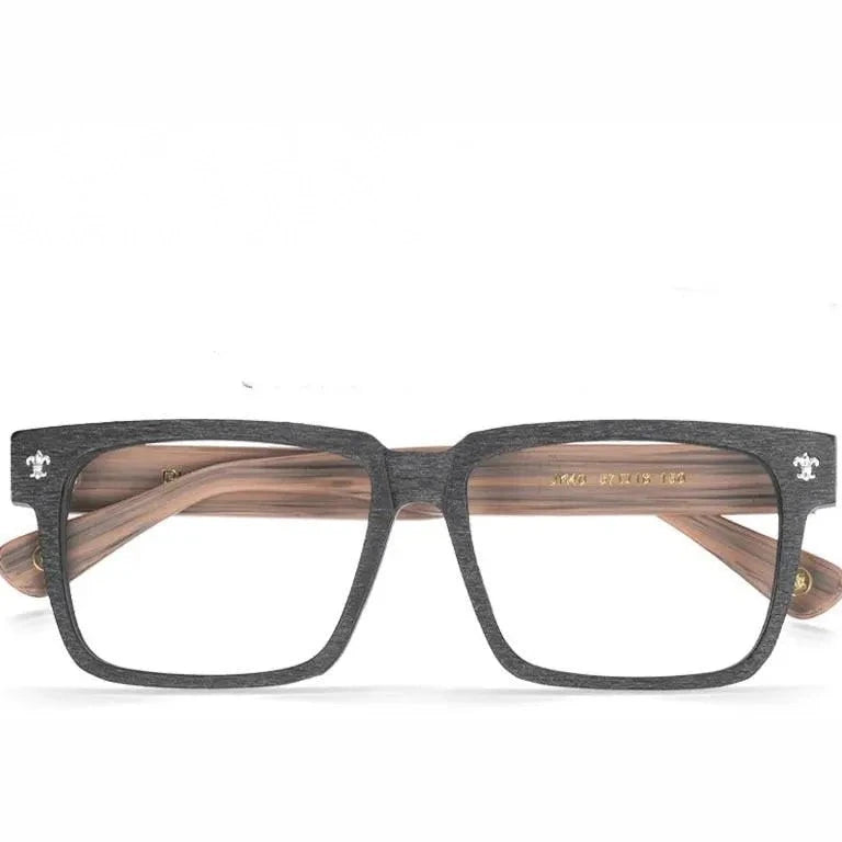 Hdcrafter Unisex Full Rim Big 150mm Square Wood Eyeglasses Jk040 - Black Brown