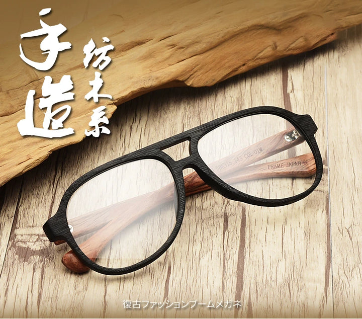 Hdcrafter Unisex Full Rim Double Bridge Round Wood Frame Eyeglasses 7428d - Size Chart