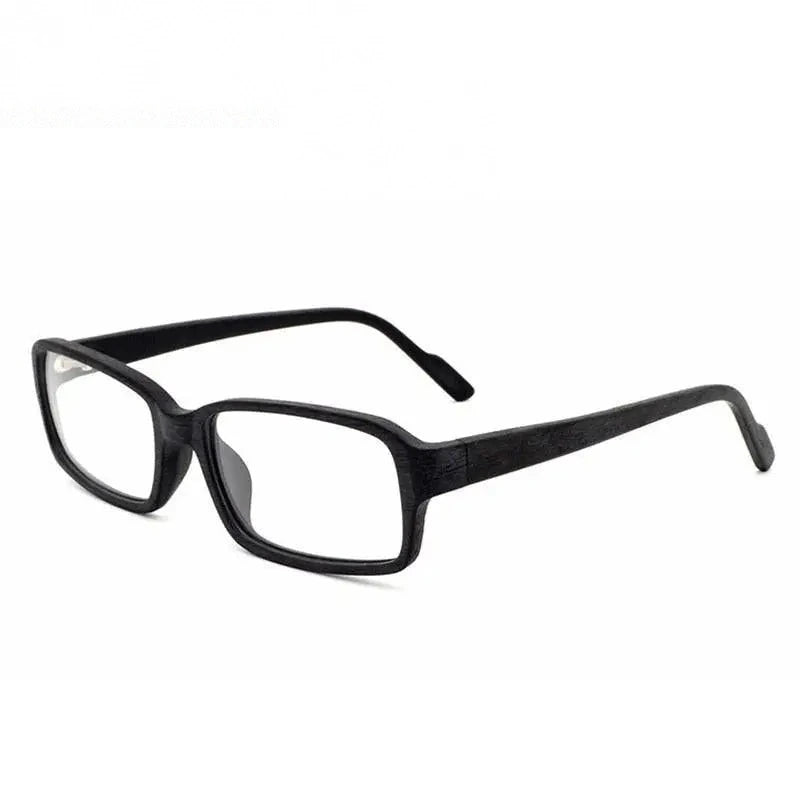 Hdcrafter Unisex Full Rim Eyeglasses Wood Rectangular Ta25596 - Black C10