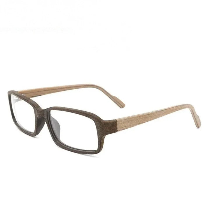 Hdcrafter Unisex Full Rim Eyeglasses Wood Rectangular Ta25596 - Coffee Brown C62
