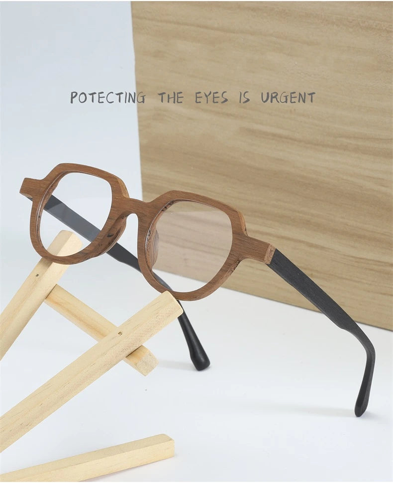 Hdcrafter Unisex Full Rim Flat Top Round Wood Eyeglasses 2311 - Size Chart