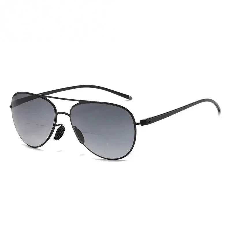 Hdcrafter Unisex Full Rim Oval Double Bridge Alloy Tr 90 Reading Sunglasses 67121 - Black / +200