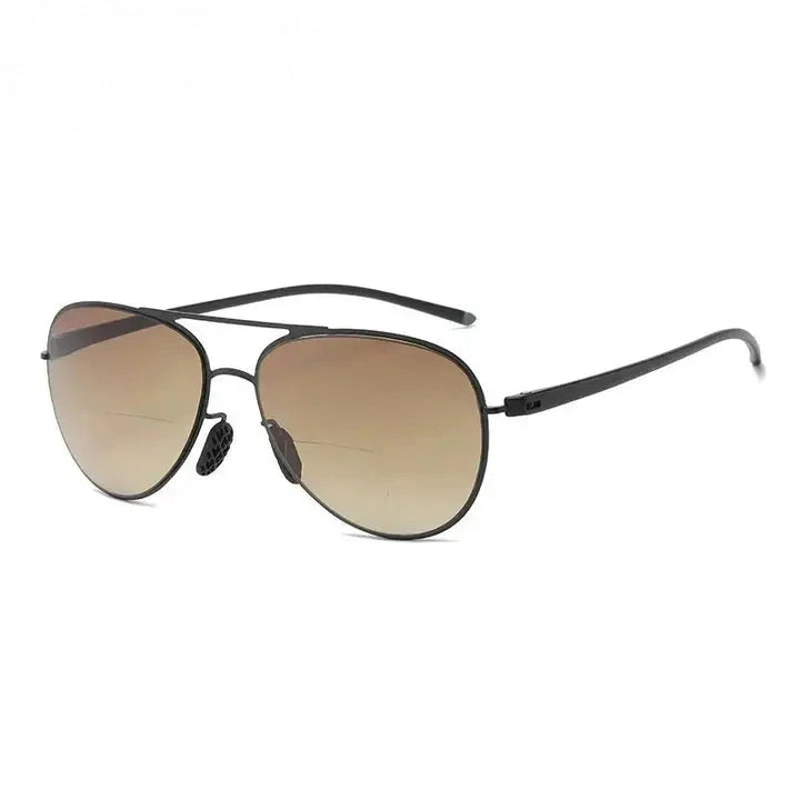 Hdcrafter Unisex Full Rim Oval Double Bridge Alloy Tr 90 Reading Sunglasses 67121 - Tea / +350