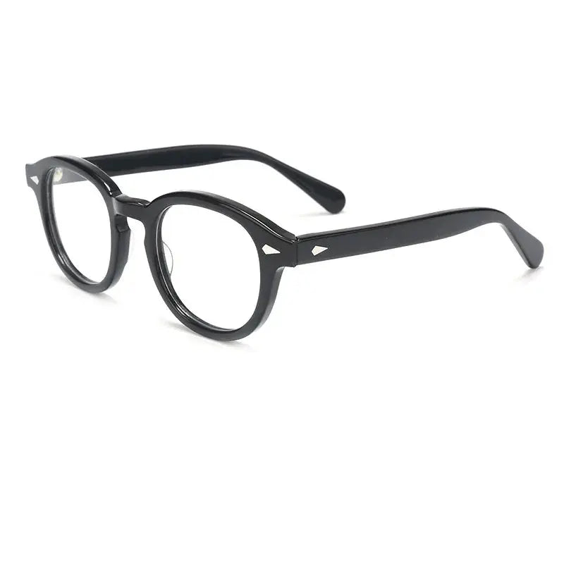 Hdcrafter Unisex Full Rim Oval Square Acetate Eyeglasses 3 Sizes 80122 - Glossy-Black