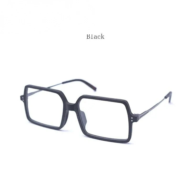 Hdcrafter Unisex Full Rim Oversized Square Wood Frame Eyeglasses Ft8890 - Black