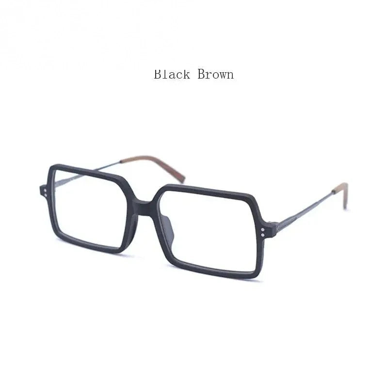 Hdcrafter Unisex Full Rim Oversized Square Wood Frame Eyeglasses Ft8890 - Black Brown