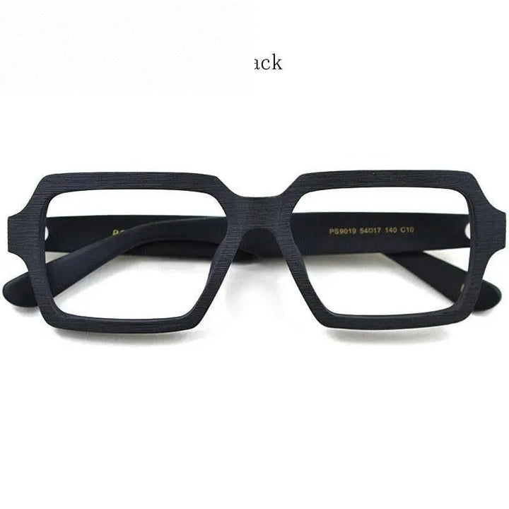 Hdcrafter Unisex Full Rim Oversized Square Wood Acetate Frame Eyeglasses Ps9019 - Wood Black