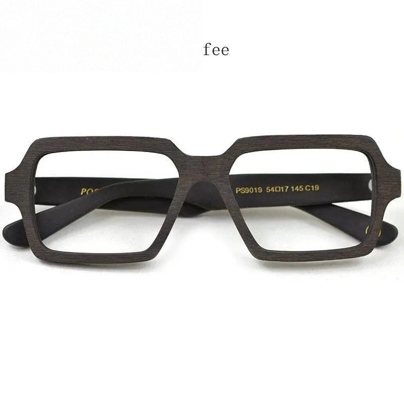 Hdcrafter Unisex Full Rim Oversized Square Wood Acetate Frame Eyeglasses Ps9019 - Wood Coffee