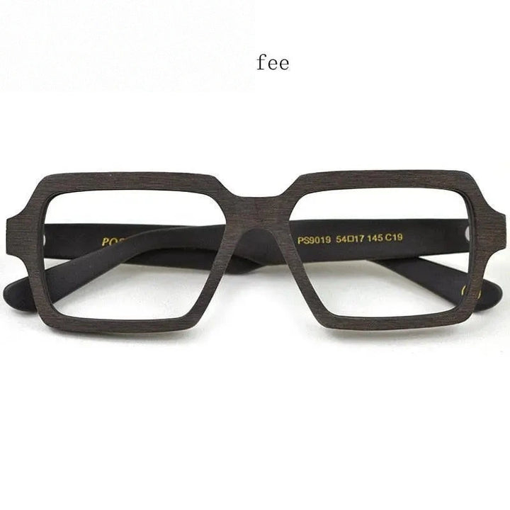 Hdcrafter Unisex Full Rim Oversized Square Wood Acetate Frame Eyeglasses Ps9019 - Wood Coffee