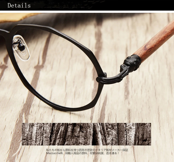 Hdcrafter Unisex Full Rim Round Acetate Alloy Frame Wood Temple Eyeglasses 7578d - Size Chart