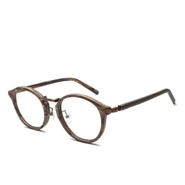 Hdcrafter Unisex Full Rim Round Acetate Eyeglasses Acetate Round Wood Grain Bc06 - C16 Floral